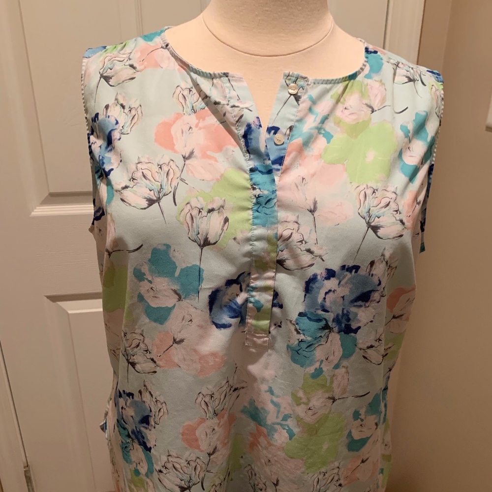 Talbots Women Petites 22 Floral sleeveless
